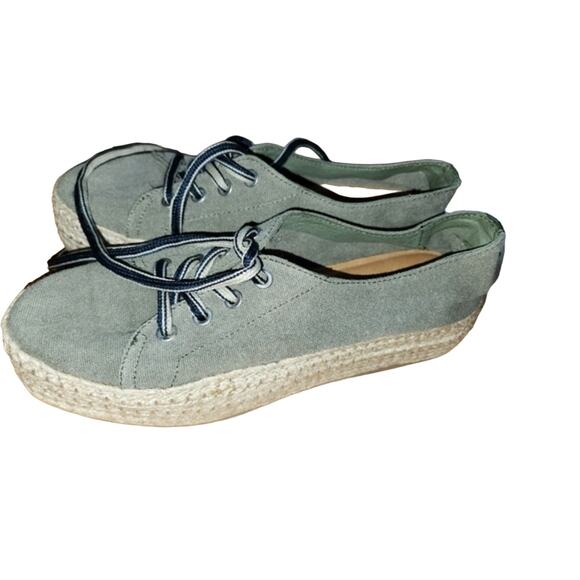 Pajar Espadrille Sneakers Olive Green‎ Canvas Lace Up Casual Shoes - Picture 4 of 10